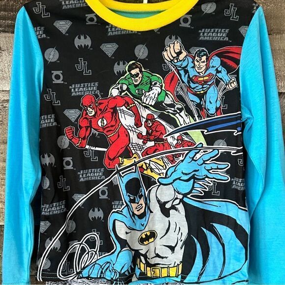 DC Justice League Boys Pajama Set Long Sleeve Top with Pants, Size 8, New w Tags - Picture 3 of 12